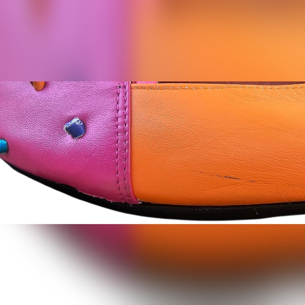 Frisco Bay Vintage Bright Colorful Studded Rock Bubble Gum Flats Genuine Leather - Picture 8 of 8
